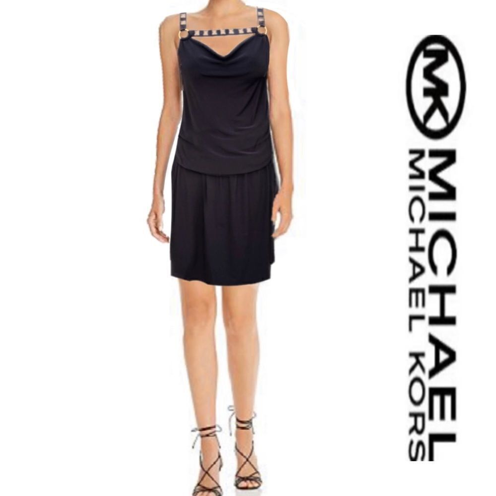 Michael Kors Black studded Cowl Neck Dress